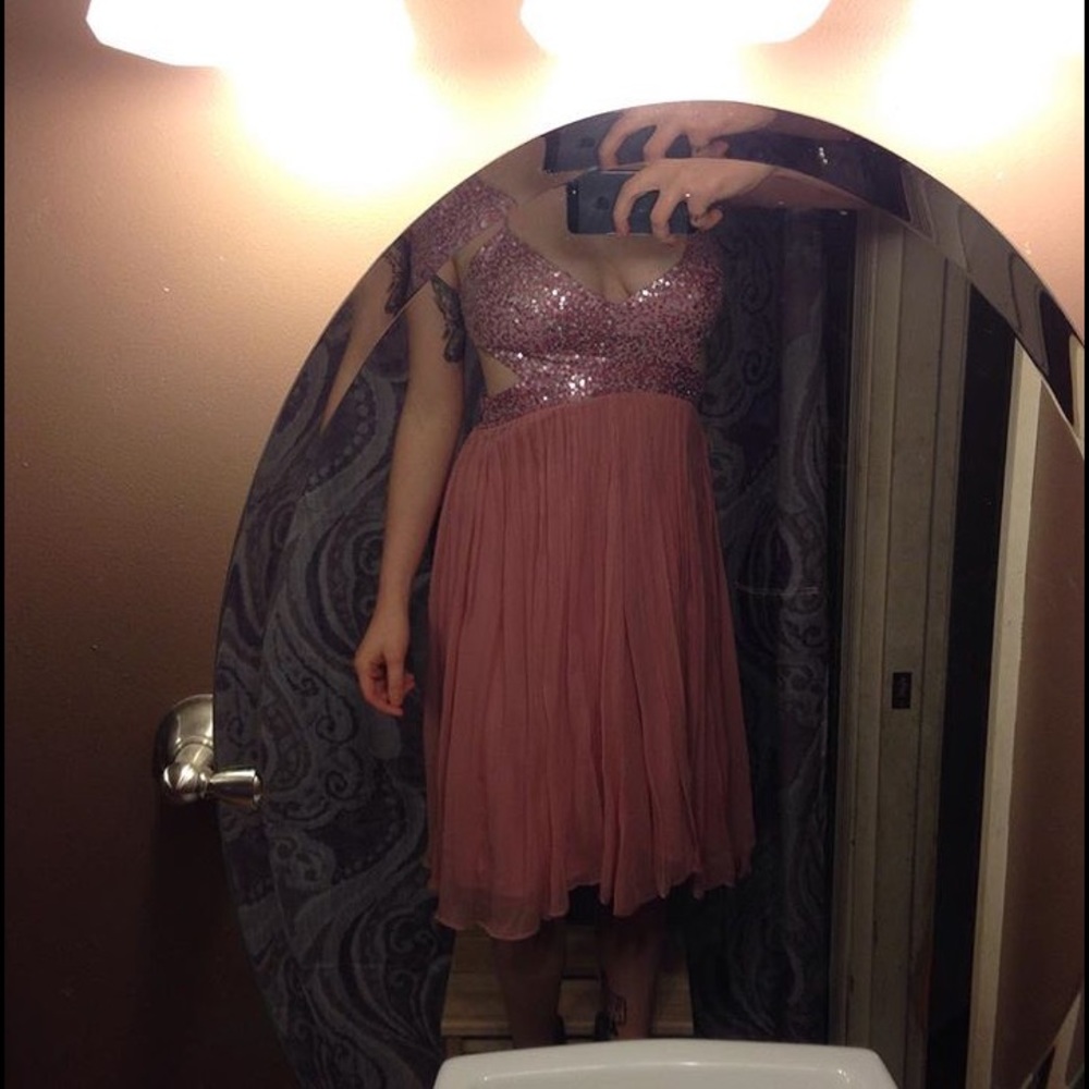 BCBG Pink Sequin Dress chiffon dress backless dress
